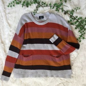 VICI Lrg Brady Striped Pocketed Pullover Sweater